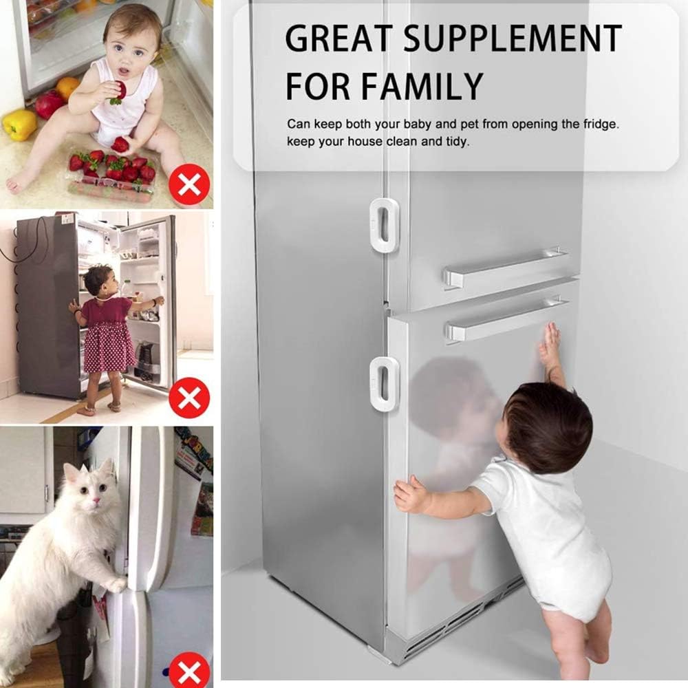 Child Safety Refrigerator Lock | Self-Adhesive Fridge Door Lock with Double Button