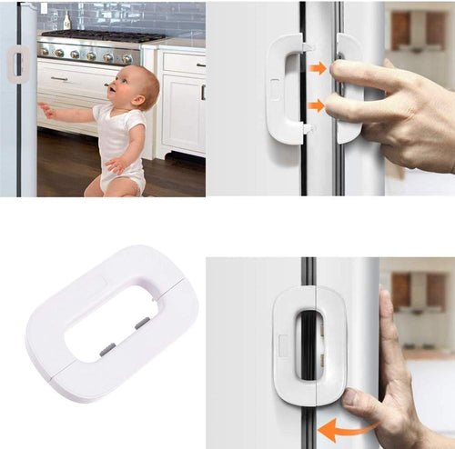 Child Safety Refrigerator Lock | Self-Adhesive Fridge Door Lock with Double Button