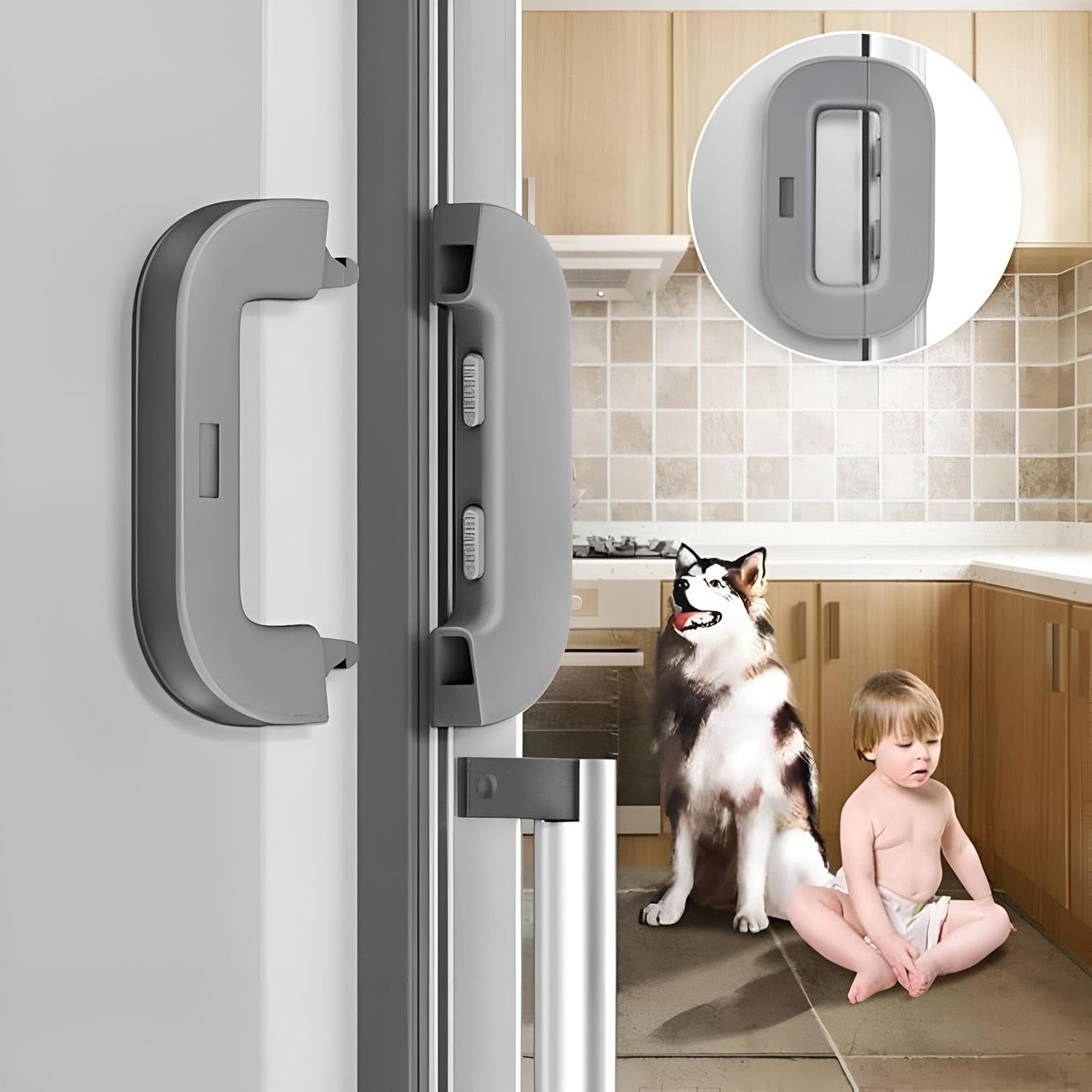 Child Safety Refrigerator Lock | Self-Adhesive Fridge Door Lock with Double Button